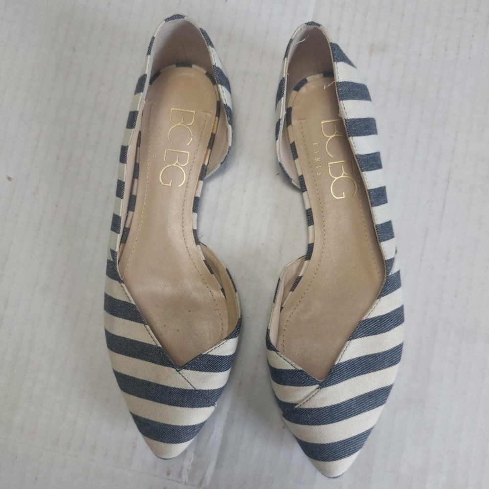 BCBG Women's Striped Flats - Black and White Size 6